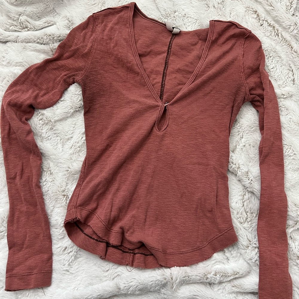 FREE PEOPLE Orange long sleeve top